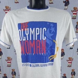 Vintage Atlanta Summer Olympics Avon The Olympic Women M/L white graphic t-shirt